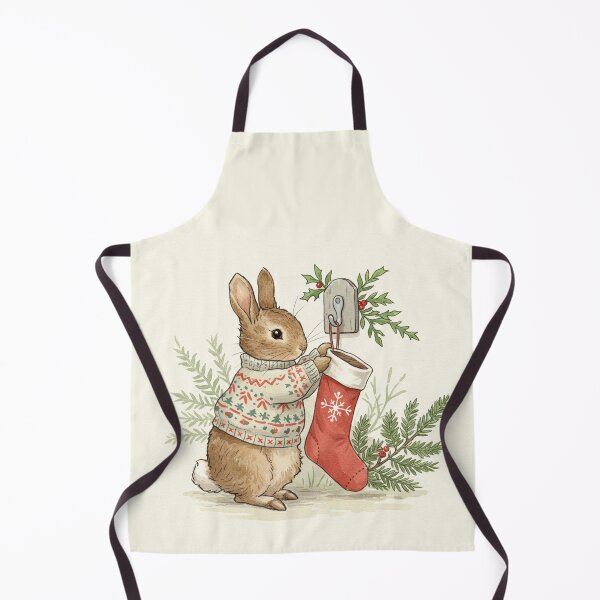 Item preview, Cozy Christmas Bunny Hanging a Holiday Stocking designed and sold by Pasteltone.