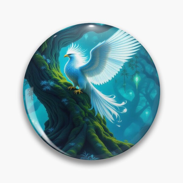Item preview, White Phoenix in mystic glow – enchanted serenity & forest hues for dreamers & collectors designed and sold by FotoworldEdel.
