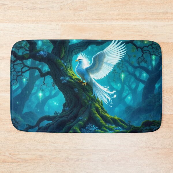Item preview, White Phoenix in mystic glow – enchanted serenity & forest hues for dreamers & collectors designed and sold by FotoworldEdel.