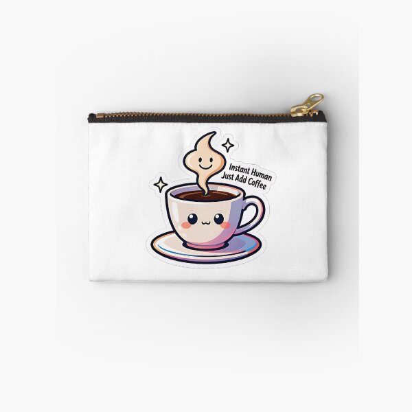 Item preview, Cute Kawaii Coffee Cup Sticker – Instant Human Just Add Coffee Funny Quote designed and sold by HKD-Design.