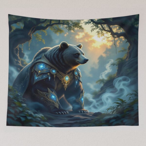 Item preview, Mystic Bear in glowing armor – forest vibes & enchanted strength for dreamers & collectors designed and sold by FotoworldEdel.