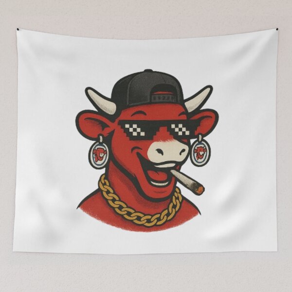 Item preview, Red Cow Meme – Thug Life Funny Cartoon designed and sold by Wawan35200.