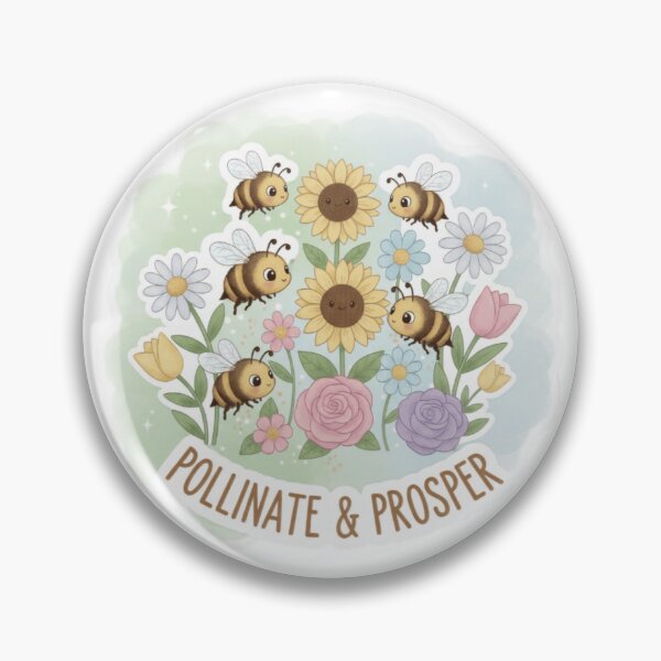 Item preview, Pollinate and Prosper Bee Flower Design  designed and sold by PrintBreeze.