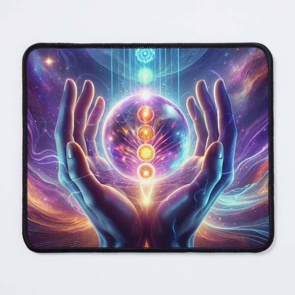 Item preview, Cosmic Energy Healing: Hands Embracing Divine Light & Chakra Alignment designed and sold by UXVisionCraft28.