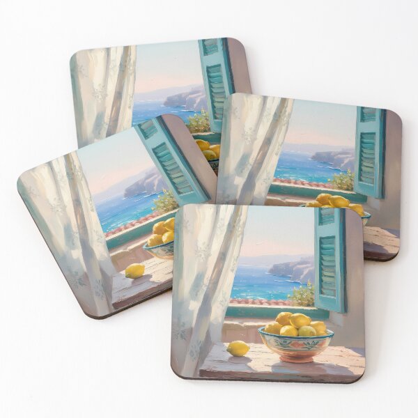 Item preview, Mediterranean Lemon Window View – Breezy Coastal Summer Impressionist Design designed and sold by Ledadi.