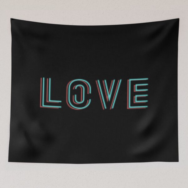 Item preview, LOVE – Neon glitch typography on black background designed and sold by Wawan35200.