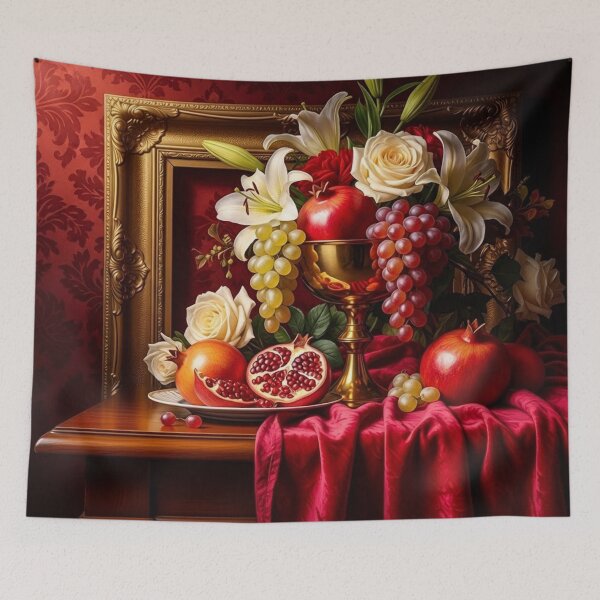 Item preview, Opulent Still Life - Fruits and Flowers Arrangement designed and sold by PhotiniaART.