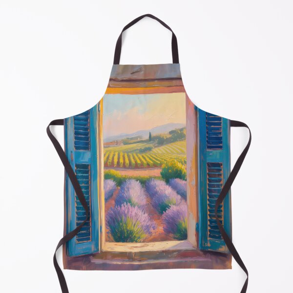 Item preview, Mediterranean Vineyard View – Lavender Field Window Rustic Countryside Impressionist Art designed and sold by Ledadi.