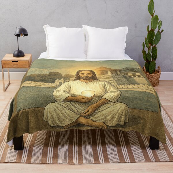 Item preview, Jesus Meditating at the Temple of the Sacred Tooth — Peaceful Spiritual Artwork designed and sold by Loving Nature Gifts.