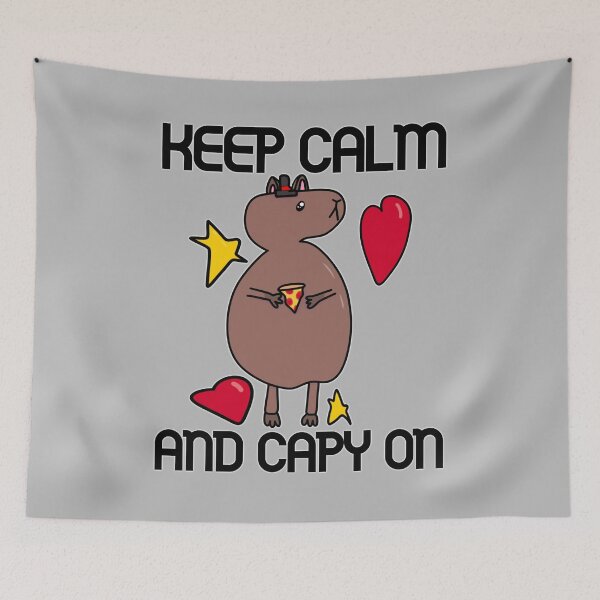 Item preview, Keep Calm and Capy On – Cute Capybara Pizza Design designed and sold by Arismatica Design.