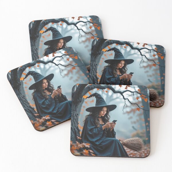 Item preview, Halloween Witch Texting On Her Phone designed and sold by Maria Dryfhout.