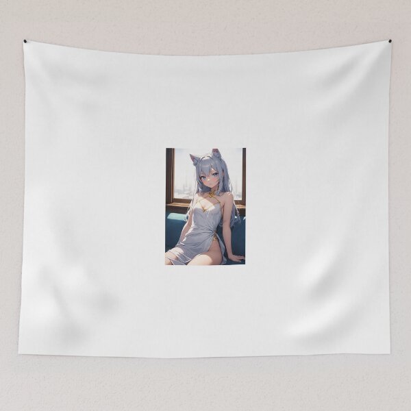 Item preview, Serene Starlight Feline: White Cat Girl by the Window designed and sold by iloveanimechibi.