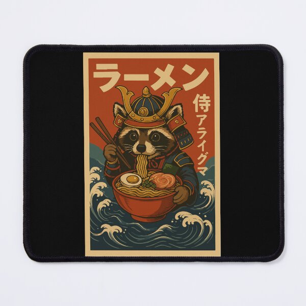 Item preview, Samurai Raccoon Ramen Noodles – Bold Japanese Retro Vintage Style designed and sold by Damcoc.