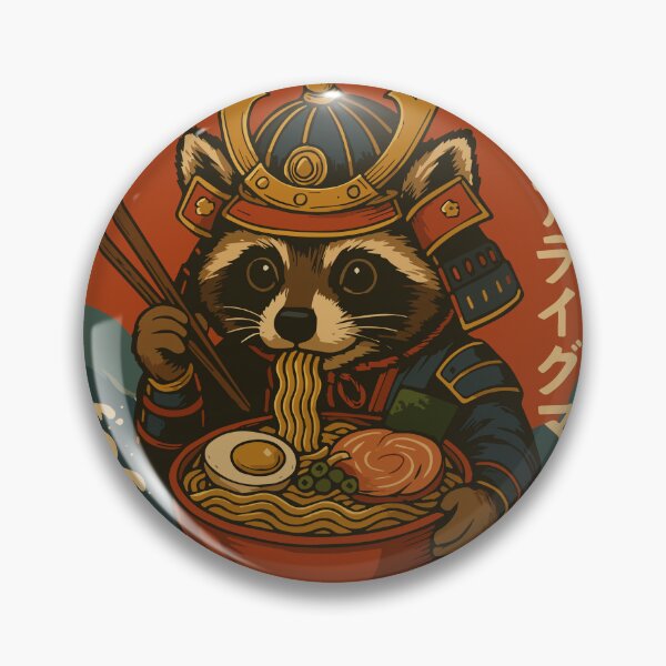 Item preview, Samurai Raccoon Ramen Noodles – Bold Japanese Retro Vintage Style designed and sold by Damcoc.