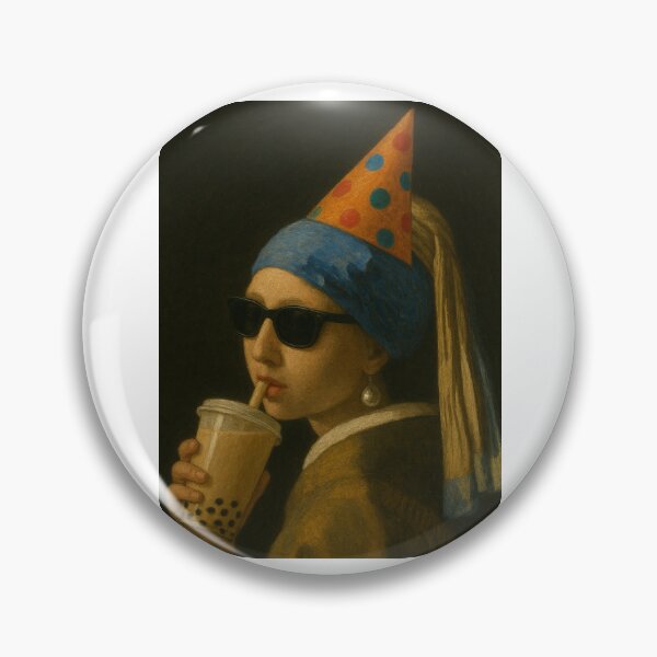 Item preview, Boba Girl with a pearl earring party milktea bubble tea hat sunglasses happy birthday christmas funny prank meme gift weird designed and sold by CheeseBlueprint.