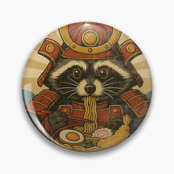 Item preview, Samurai Raccoon Ramen Noodles Bold Japanese Retro Vintage Style designed and sold by Damcoc.