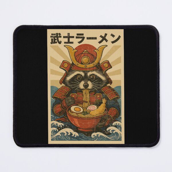 Item preview, Samurai Raccoon Ramen Noodles Bold Japanese Retro Vintage Style designed and sold by Damcoc.