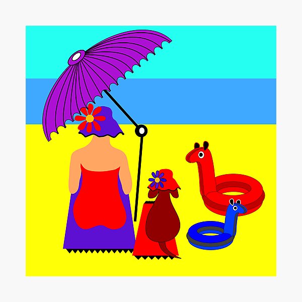 Item preview, Lady, toys and dog on the Beach. designed and sold by rodesigns.