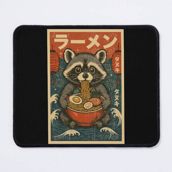 Item preview, Festival Raccoon Ramen Noodles – Cute Japanese Retro Vintage Style designed and sold by Damcoc.