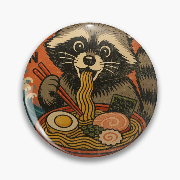 Item preview, Happy Kawaii Raccoon Ramen Noodles – Cute Japanese Retro Vintage Style designed and sold by Damcoc.