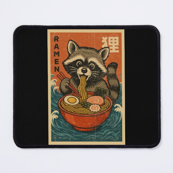Item preview, Happy Kawaii Raccoon Ramen Noodles – Cute Japanese Retro Vintage Style designed and sold by Damcoc.