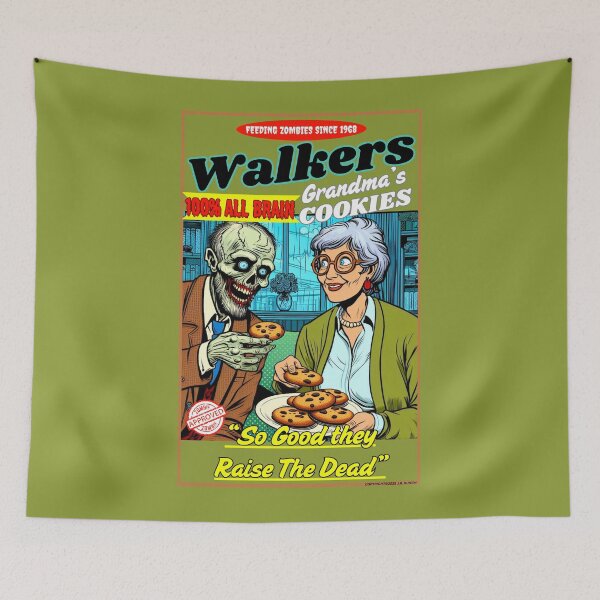 Item preview, Funny Horror | Walkers Grandma's Cookies Feeding Zombies Since 1968 100% All Brain So Good they Raise the Dead designed and sold by theflandonian.
