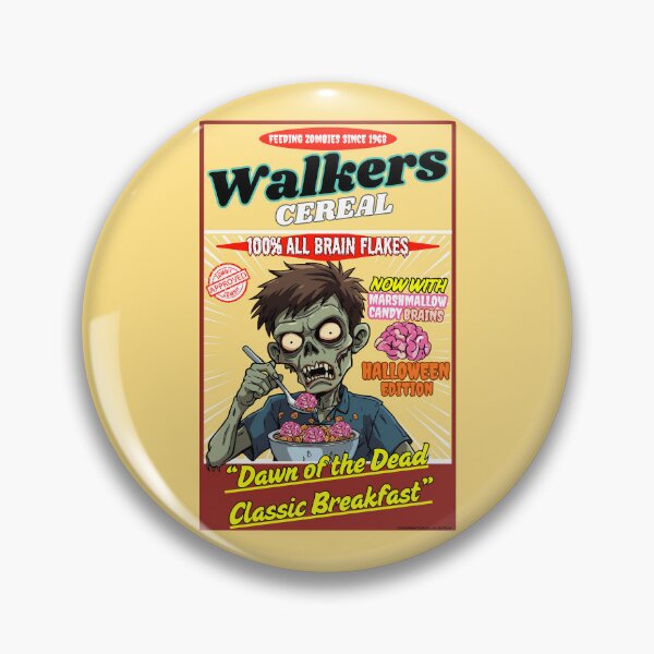 Item preview, Funny Horror | Walkers Cereal Feeding Zombies Since 1968 100% All Brain Flakes Halloween Candy Brains Dawn of the Dead Zombie Classic designed and sold by theflandonian.