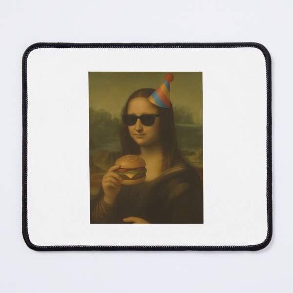 Item preview, Hamburger Monalisa mona lisa party hat sunglasses happy birthday christmas funny prank meme gift weird designed and sold by CheeseBlueprint.
