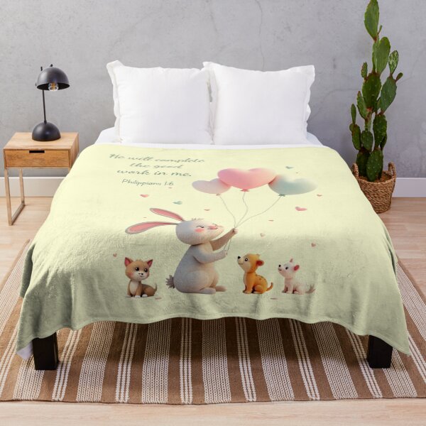Item preview, He Will Complete the Good Work in Me – Philippians 1:6 | Cute Kawaii Bunny Christian Bible Verse Design designed and sold by AmenAlways.