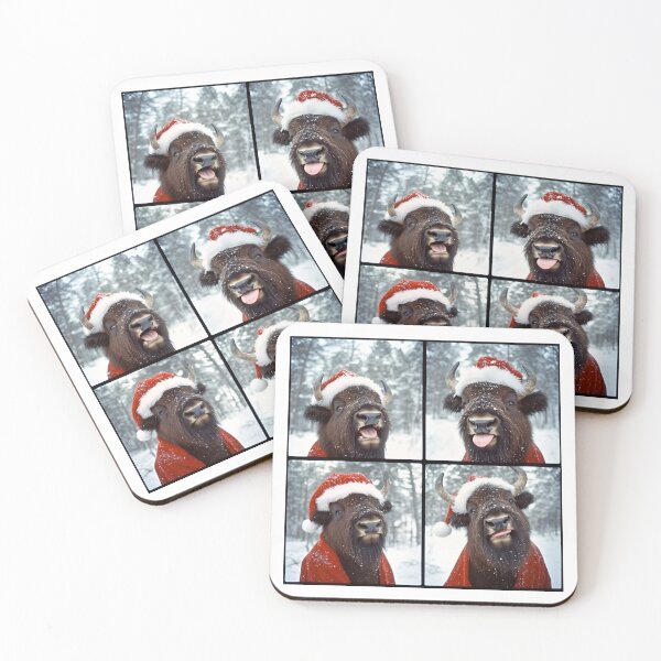 Item preview, Bison Christmas Photobooth – Bison in Santa Hat designed and sold by RockFireMerch.