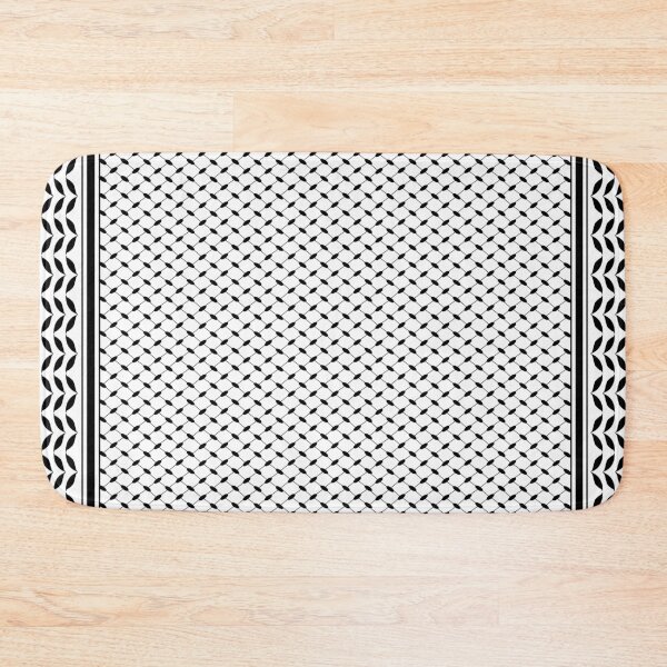 Item preview, Black & White Keffiyeh – 140 cm Large Square Scarf – Traditional Pattern designed and sold by Digital-Lys.