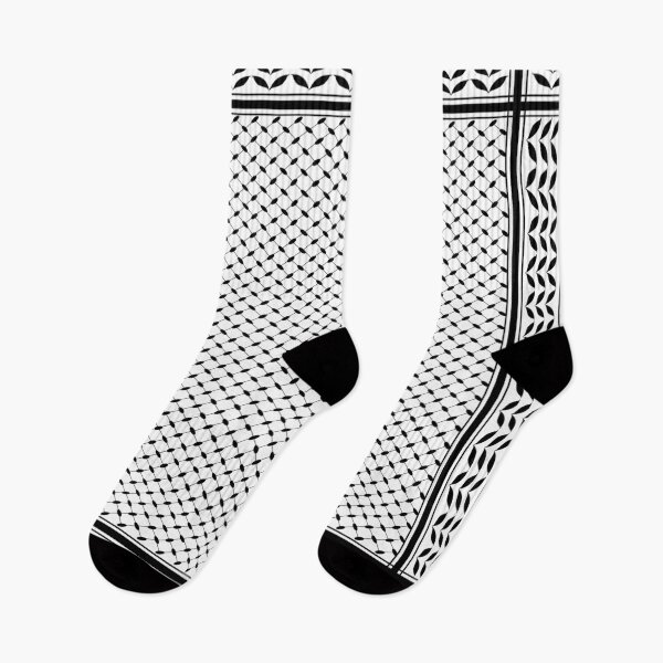 Item preview, Black & White Keffiyeh – 140 cm Large Square Scarf – Traditional Pattern designed and sold by Digital-Lys.