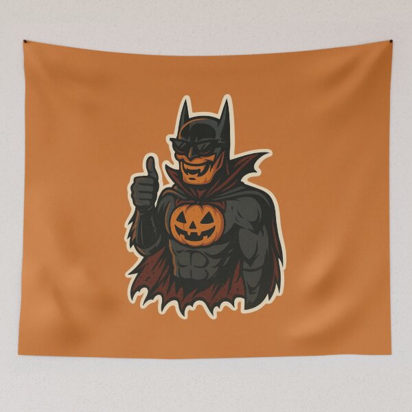 Item preview, Bat-style superhero Halloween edition – orange pumpkin and black – cartoon style designed and sold by LoomisDreams.
