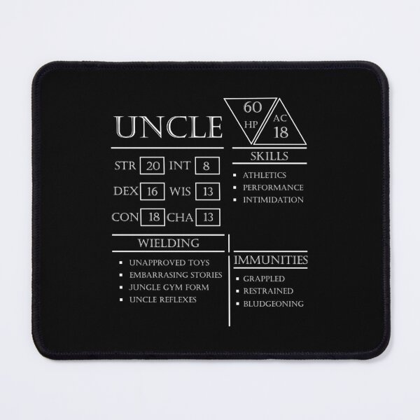 Item preview, Uncle Stats - Character Sheet - White  	 designed and sold by vljywwziuzs31.