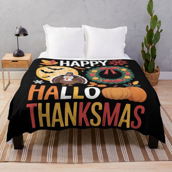 Item preview, Happy Hallothanksmas Halloween Thanksgiving Christmas designed and sold by LunaCrazeArt.
