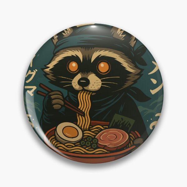 Item preview, Ninja Raccoon Ramen Noodles Japanese Retro Vintage Style Anime Graphic designed and sold by Damcoc.