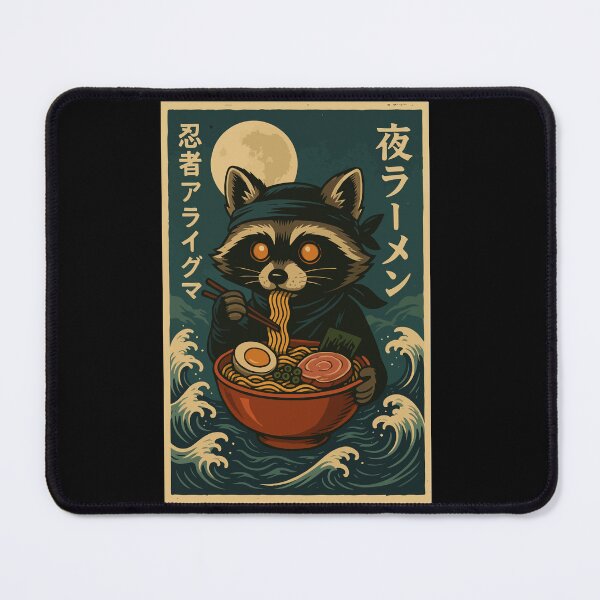 Item preview, Ninja Raccoon Ramen Noodles Japanese Retro Vintage Style Anime Graphic designed and sold by Damcoc.