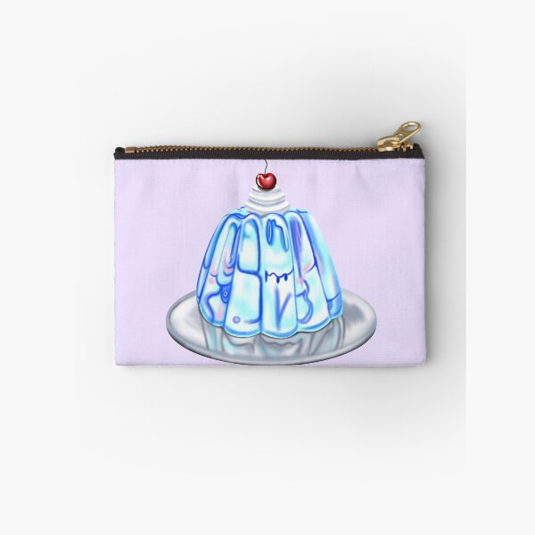 Item preview, Blue sweet jelly with cream and a cherry, on a silver plate designed and sold by katecheerycake.