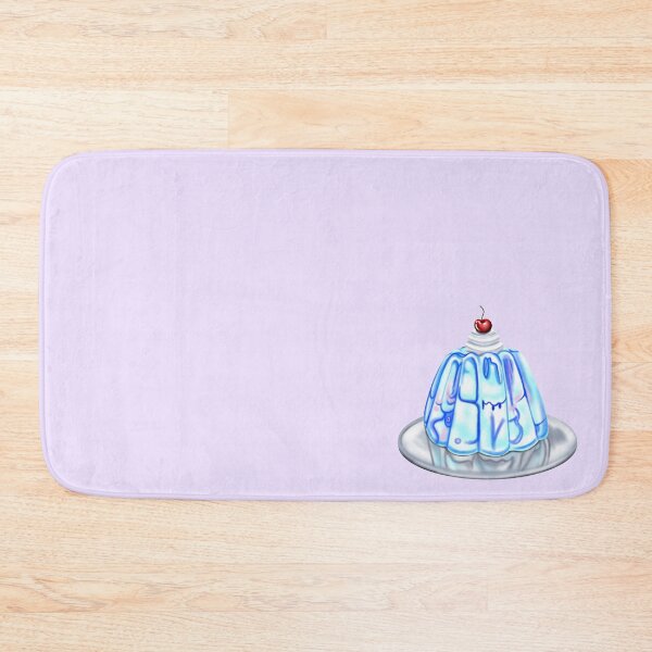 Item preview, Blue sweet jelly with cream and a cherry, on a silver plate designed and sold by katecheerycake.