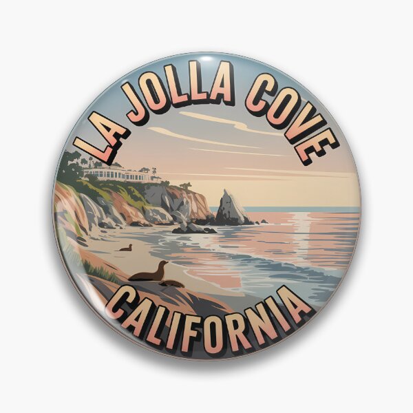 Item preview, La Jolla Cove California Retro Circle Sticker designed and sold by Horizon Tales.