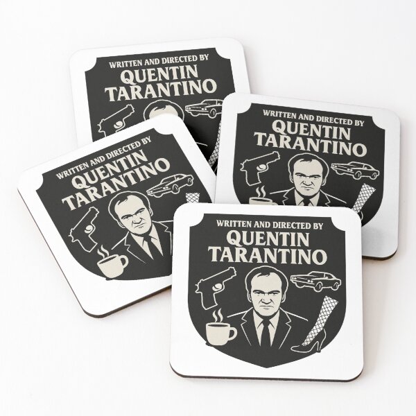Item preview, Tarantino Retro Thriller Poster - Filmmaker Silhouette - Coffee, Vintage Car & Gun Icons designed and sold by LoomisDreams.