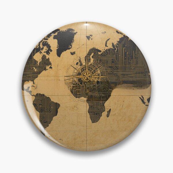Item preview, Cyberpunk Cartographer: Circuit Board World Map designed and sold by SaadArtCo.