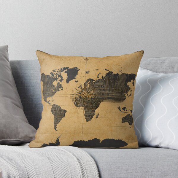 Item preview, Cyberpunk Cartographer: Circuit Board World Map designed and sold by SaadArtCo.