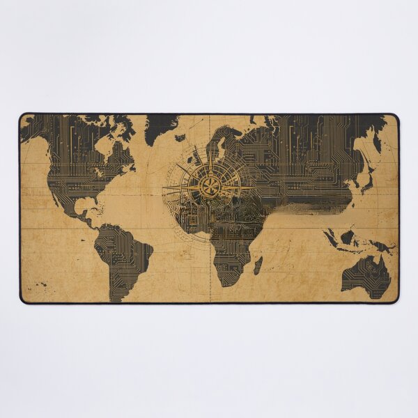 Item preview, Cyberpunk Cartographer: Circuit Board World Map designed and sold by SaadArtCo.