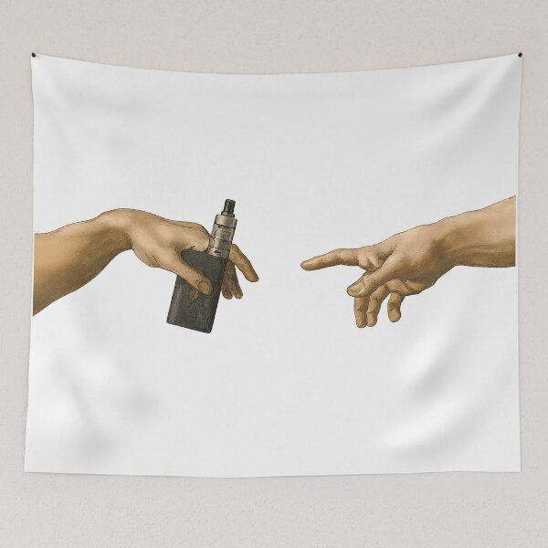 Item preview, The Creation of Adam Vape Hands – Michelangelo Parody Artwork designed and sold by House of Taste Vape Designs.