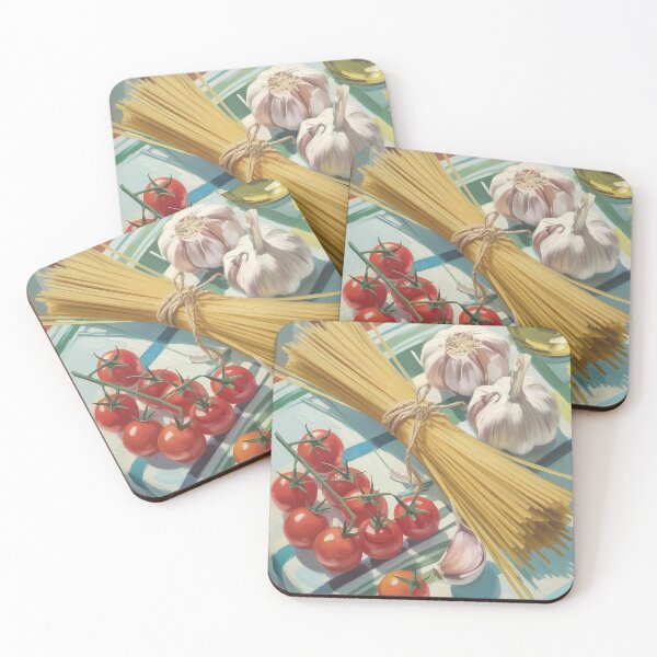 Item preview, Italian Pasta and Garlic Art – Rustic Mediterranean Still Life Kitchen Design designed and sold by Ledadi.