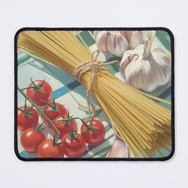 Item preview, Italian Pasta and Garlic Art – Rustic Mediterranean Still Life Kitchen Design designed and sold by Ledadi.