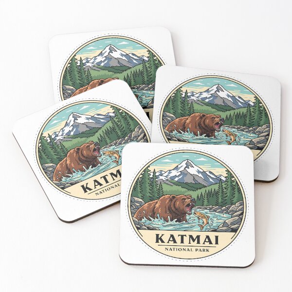 Item preview, Katmai National Park Badge | Brown Bear and Salmon | Alaska designed and sold by Jaanussar.