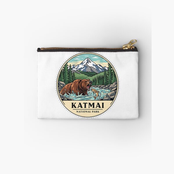 Item preview, Katmai National Park Badge | Brown Bear and Salmon | Alaska designed and sold by Jaanussar.