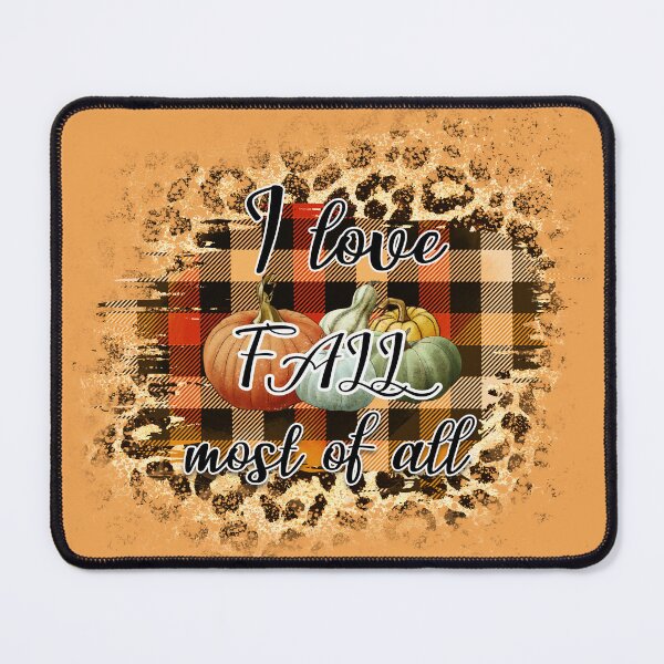 Item preview, I Love Fall Most of All – Cozy Plaid & Autumn Leaves Design | Fall Gift Idea designed and sold by petpuppymania.